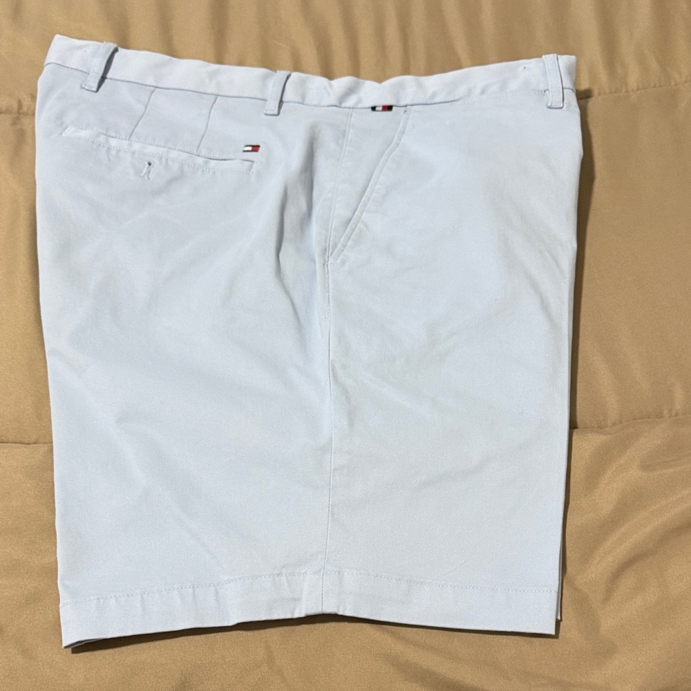 Tommy Hilfiger Men's Light Blue Flat-Front Shorts